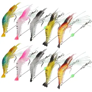 10Pcs Shrimp Bait Set Silicone Fishing Lures with Hooks