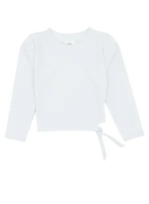 12yrs - Ocean Love Cropped Long Sleeve Rash Guard Top in White