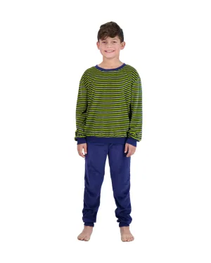 2-Piece Boys Velour Pajama Sets- Stripes, Green & Blue Pajama Sets for Toddlers & Boys