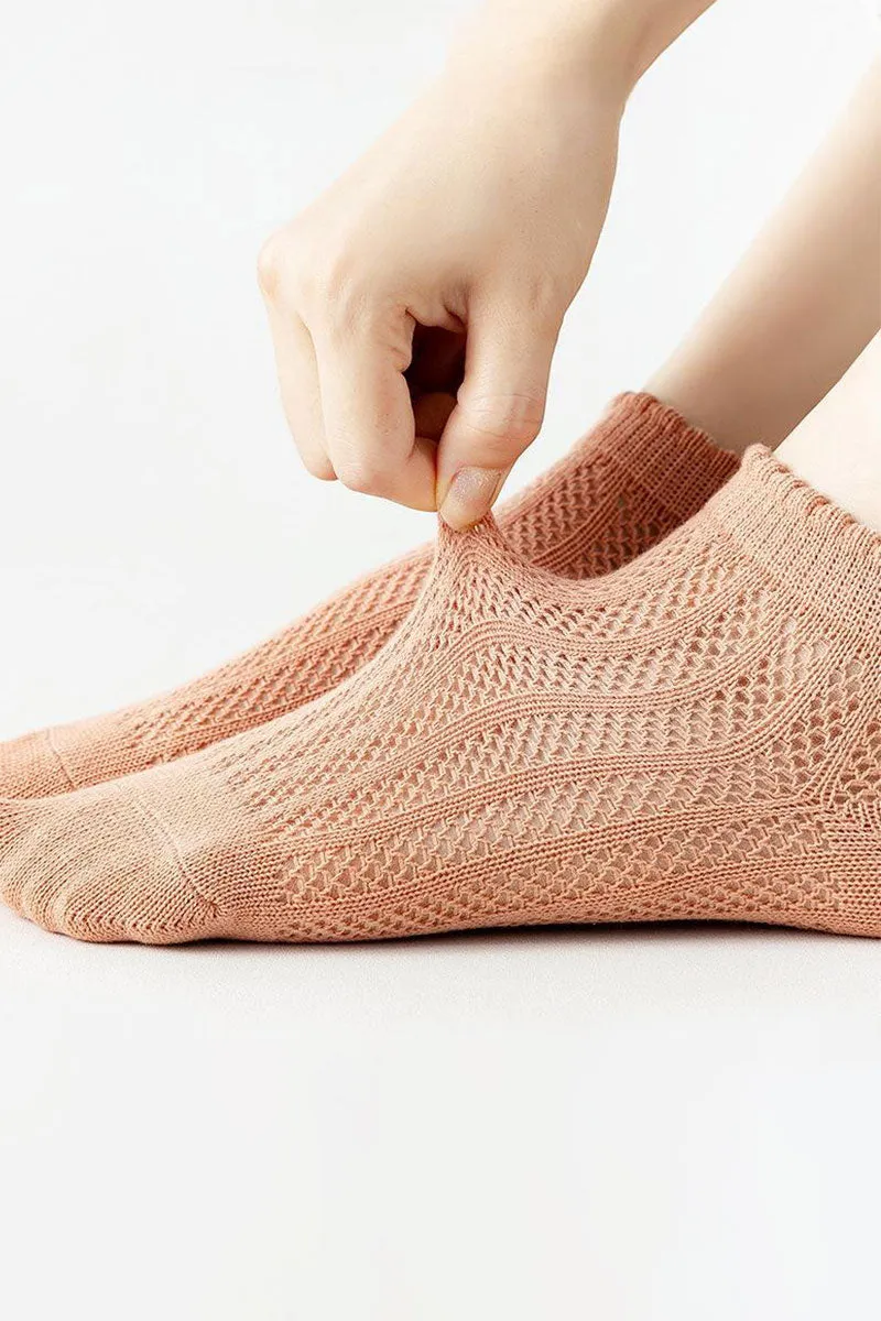 8PAIRS WOMEN MESH BREATHABLE RAISED HEEL SOCKS