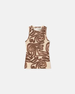 Anneke - Mesh-Jersey Tank Top - Caramel Ribbon