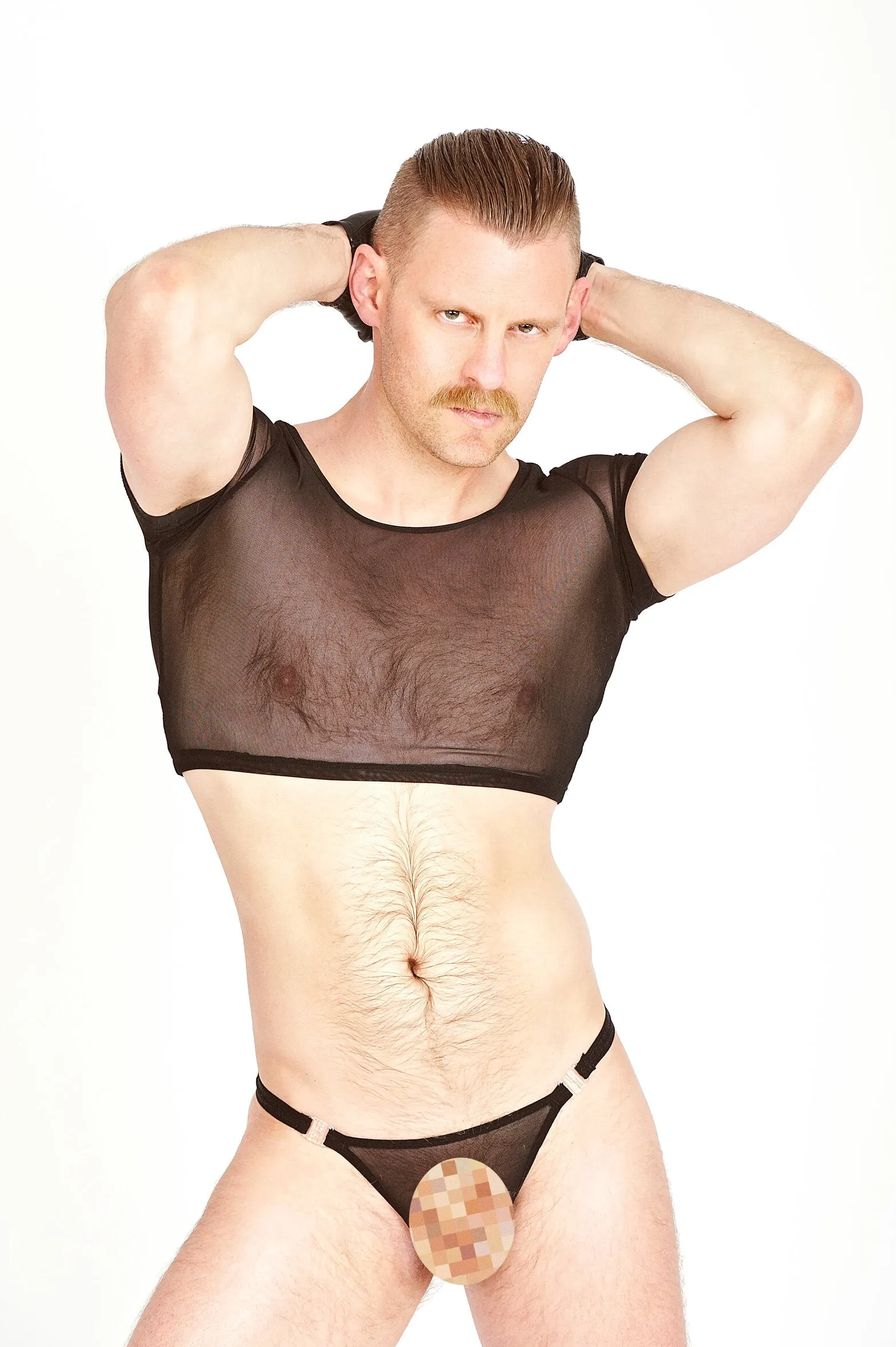 Black Buckle Mesh Thong