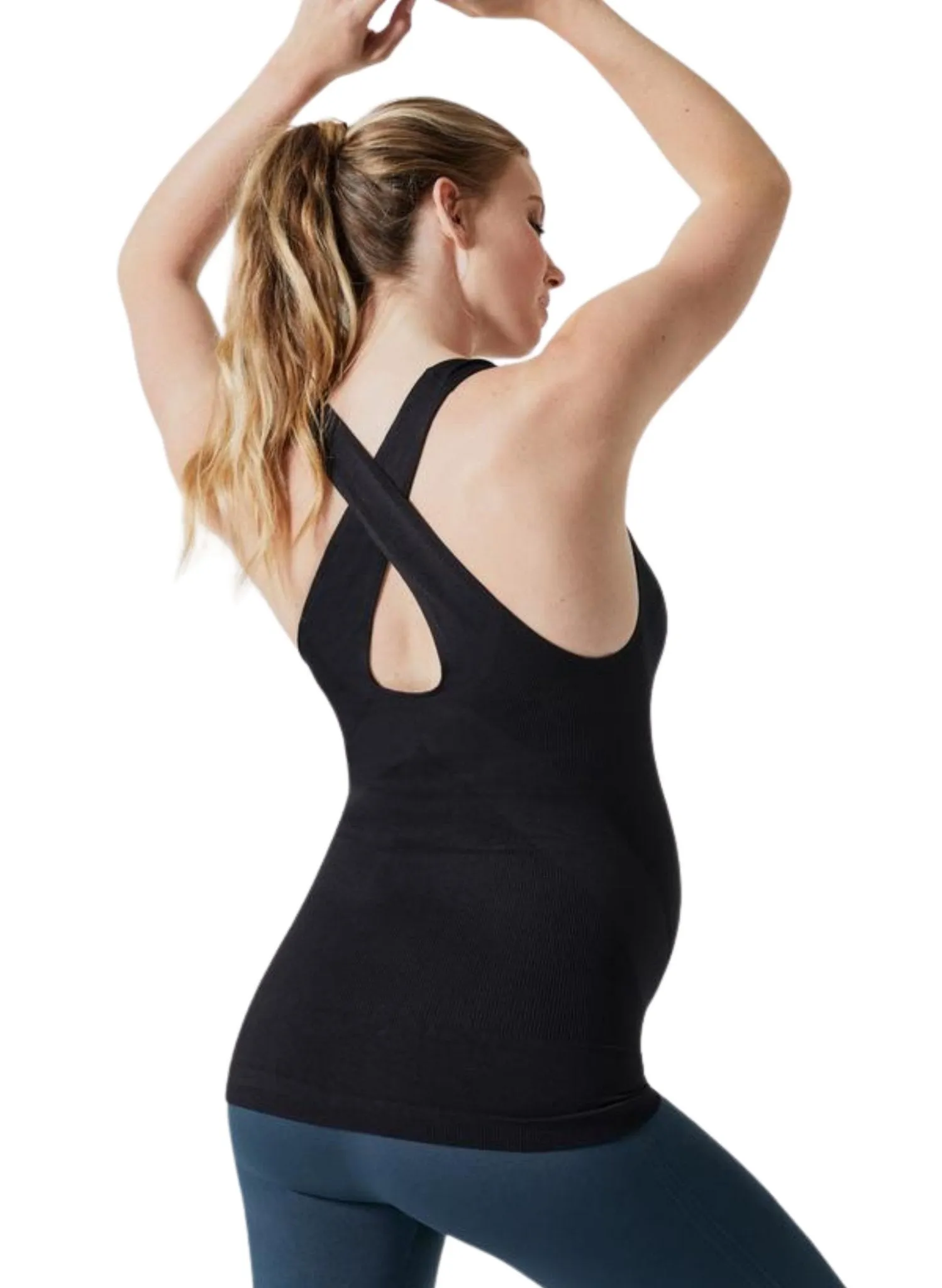 BLANQI Sport-Support Maternity Crossback Tank - Black