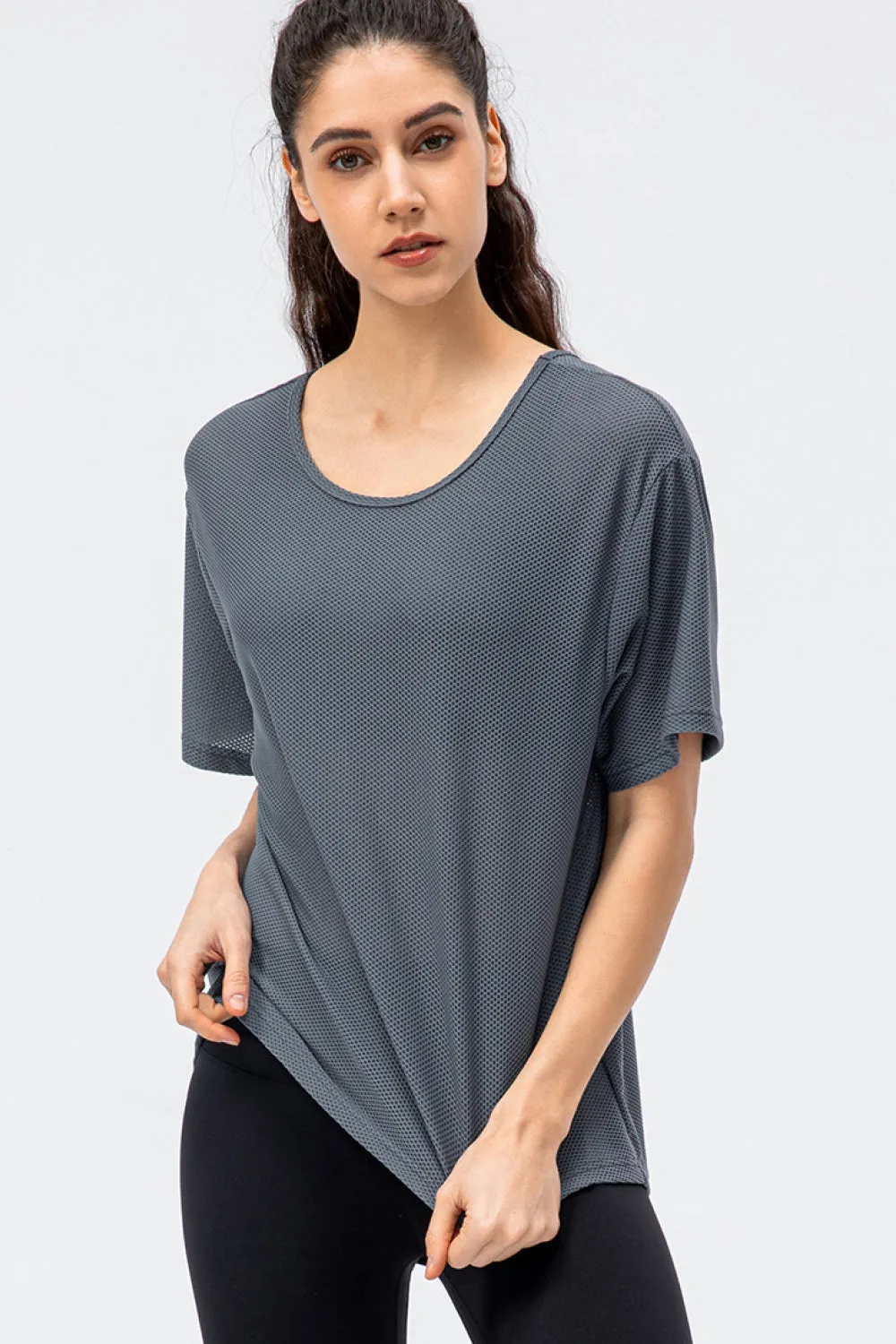 Breathable Mesh Dropped Shoulder T-Shirt