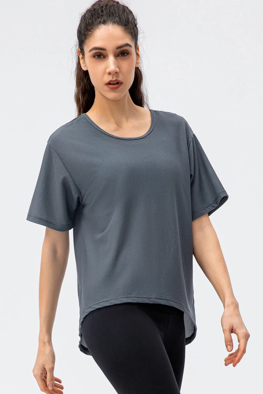 Breathable Mesh Dropped Shoulder T-Shirt