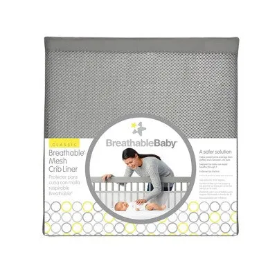 BreathableBaby Breathable Mesh Crib Liner - Classic Collection - Gray