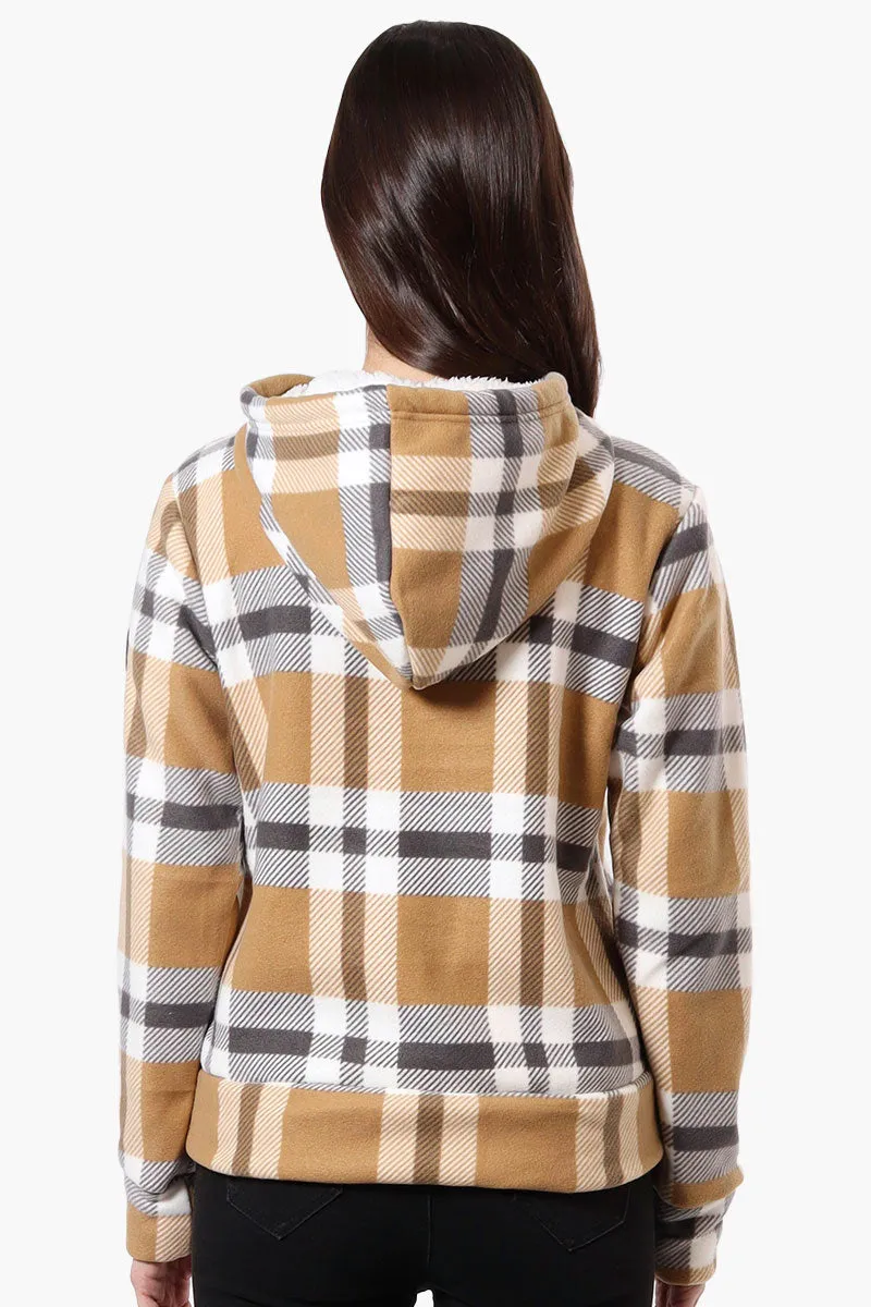 Canada Weather Gear Plaid Fleece Lined Hoodie - Beige