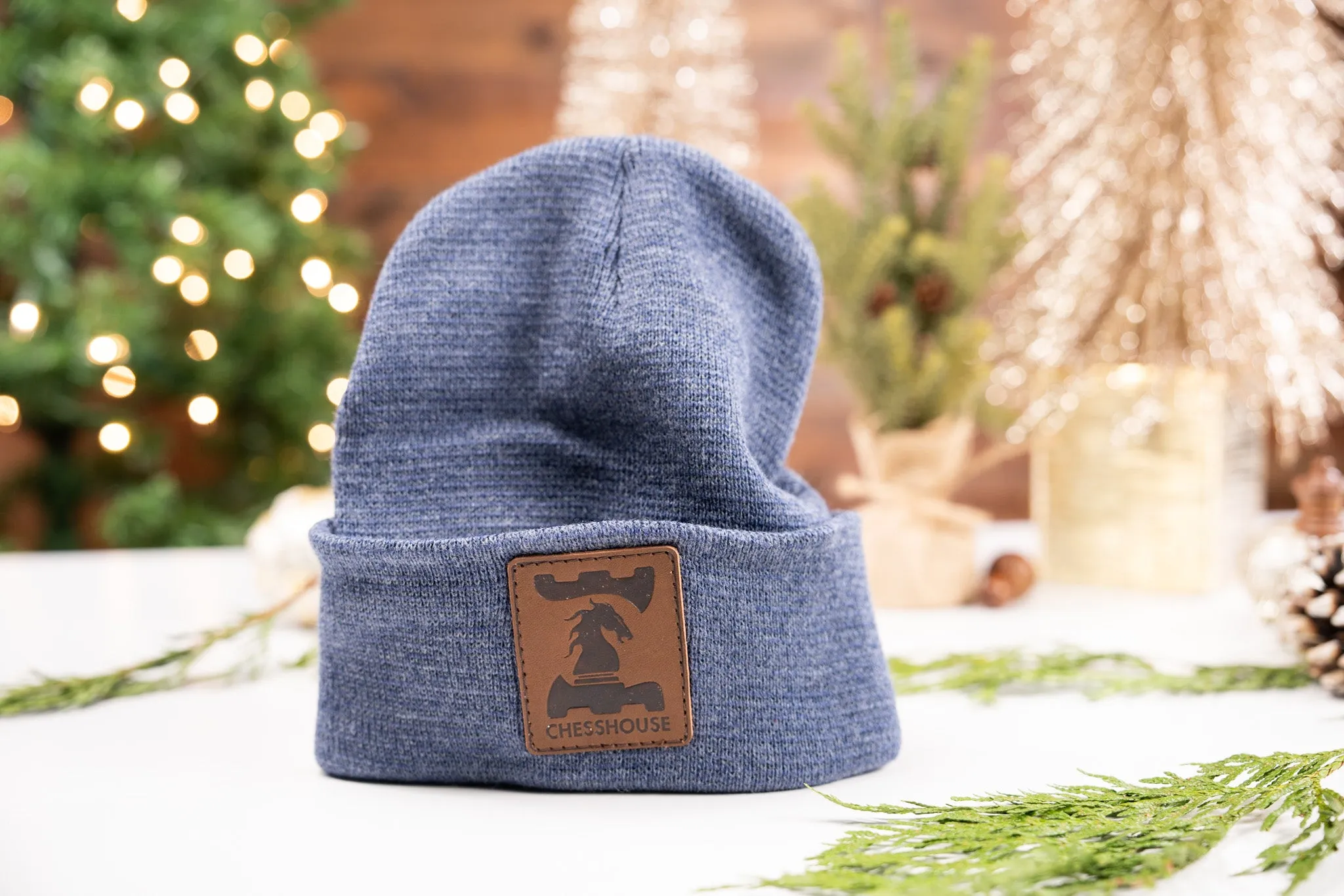 Comfortable Beanie Hat with Chess House Leather Logo