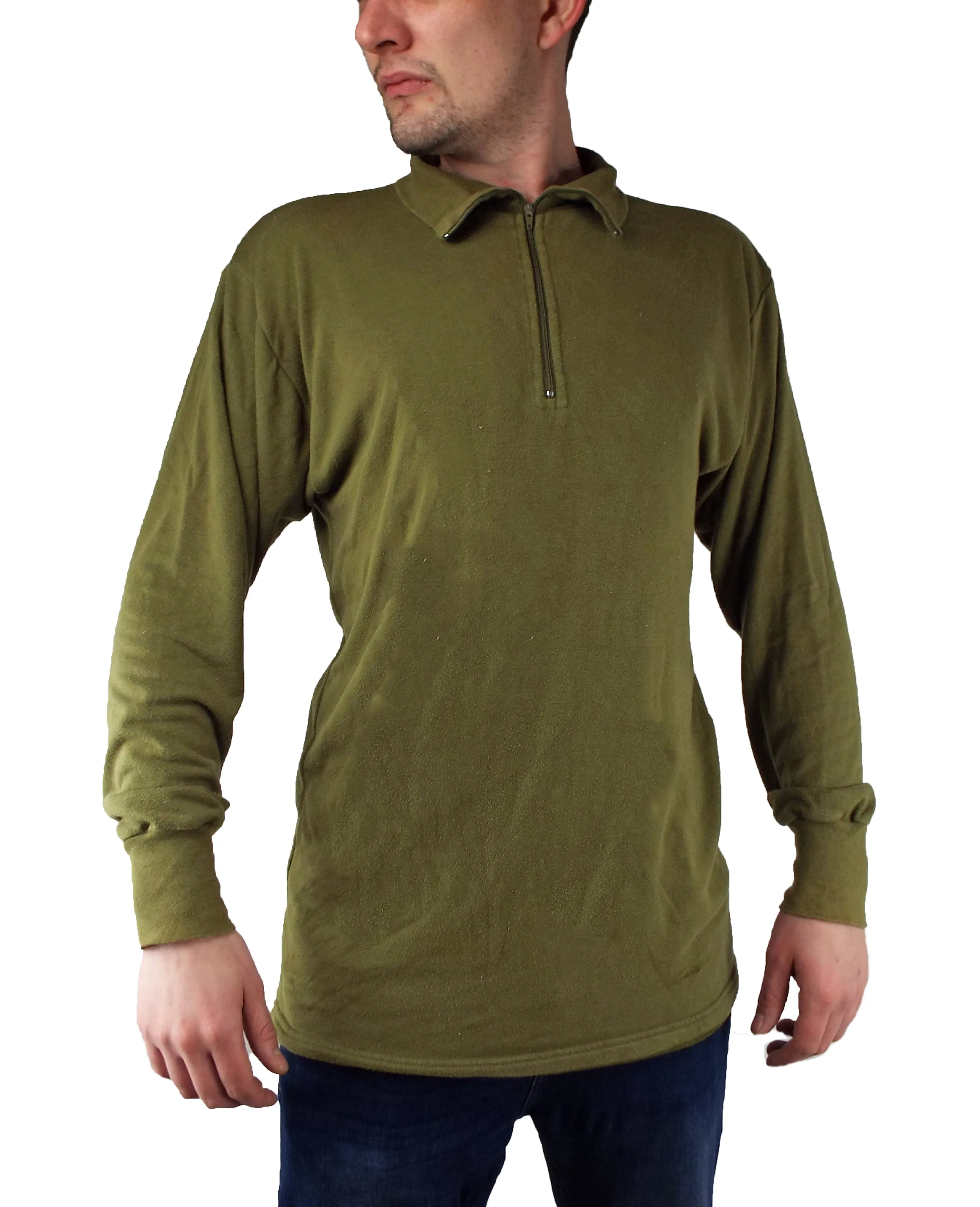 Dutch Military - Long-sleeve Thermal Zipped Neck Top - Olive Green - Grade 1