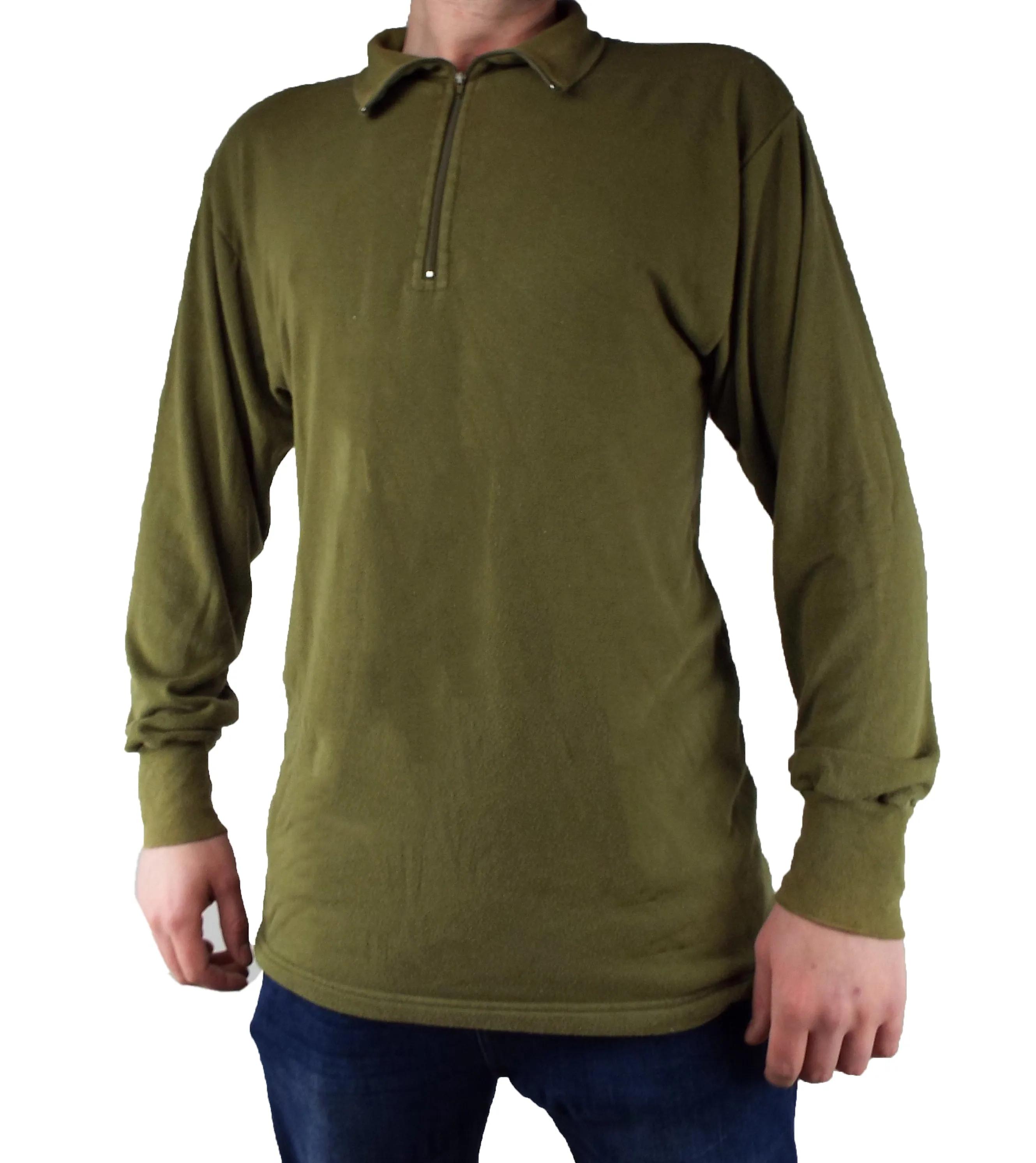 Dutch Military - Long-sleeve Thermal Zipped Neck Top - Olive Green - Grade 1