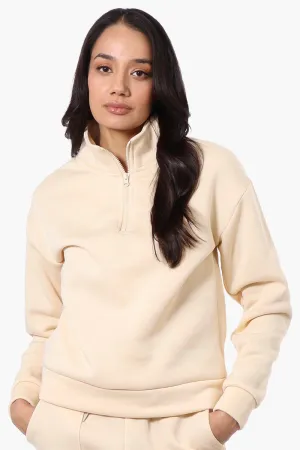 Fahrenheit 1/4 Zip Basic Sweatshirt - Cream