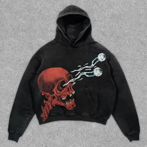 Fashionable casual statement street style skull print hoodie