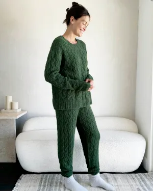 Forest Fuzzy Cable Knit Sweater PJ Set