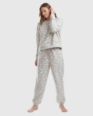 Grey Leopard Cozy Sweater PJ Set