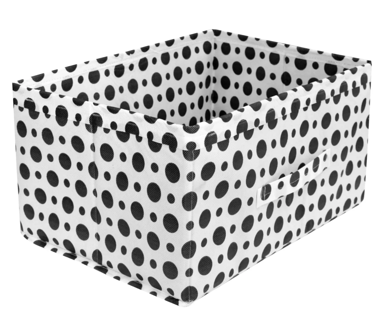 Heart Home Dot Printed Printed Multipurposes Rectangular Flodable Storage Box, Drawer Storage and Cloth Organizer- Pack of 3 (Black & White)-HS43HEARTH26345