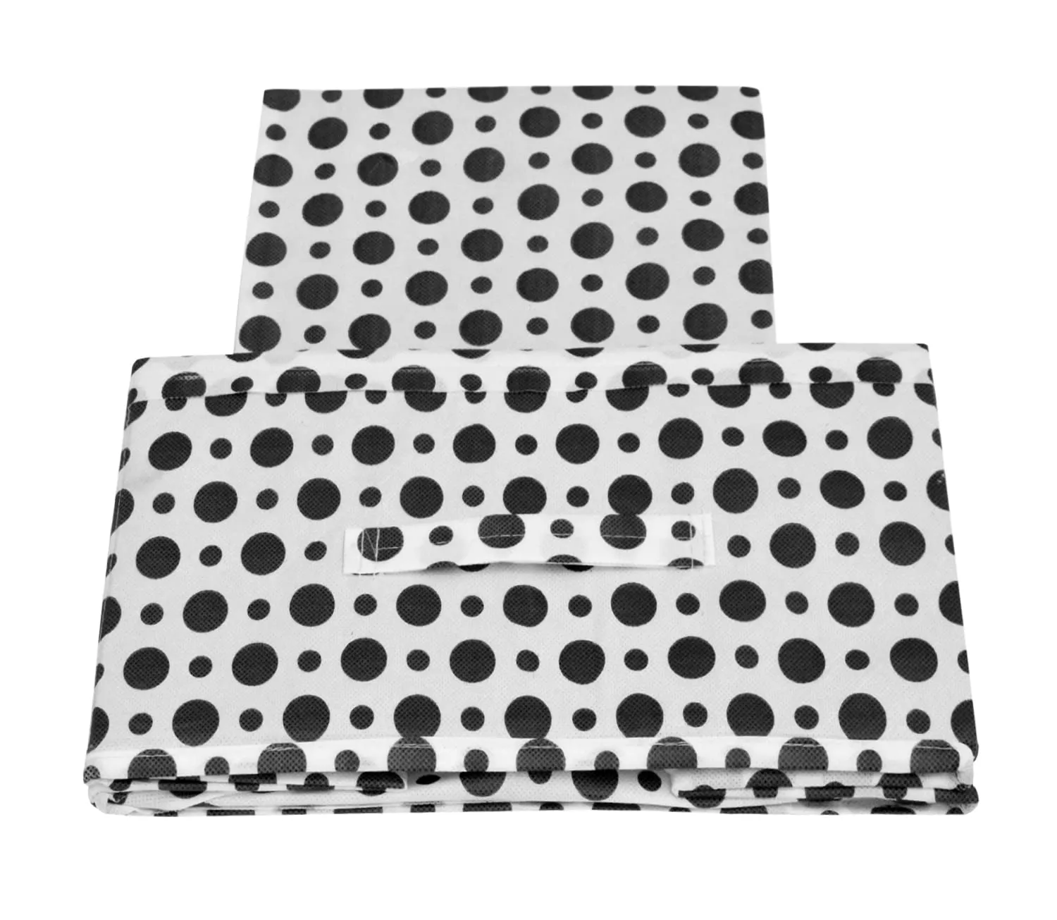 Heart Home Dot Printed Printed Multipurposes Rectangular Flodable Storage Box, Drawer Storage and Cloth Organizer- Pack of 3 (Black & White)-HS43HEARTH26345