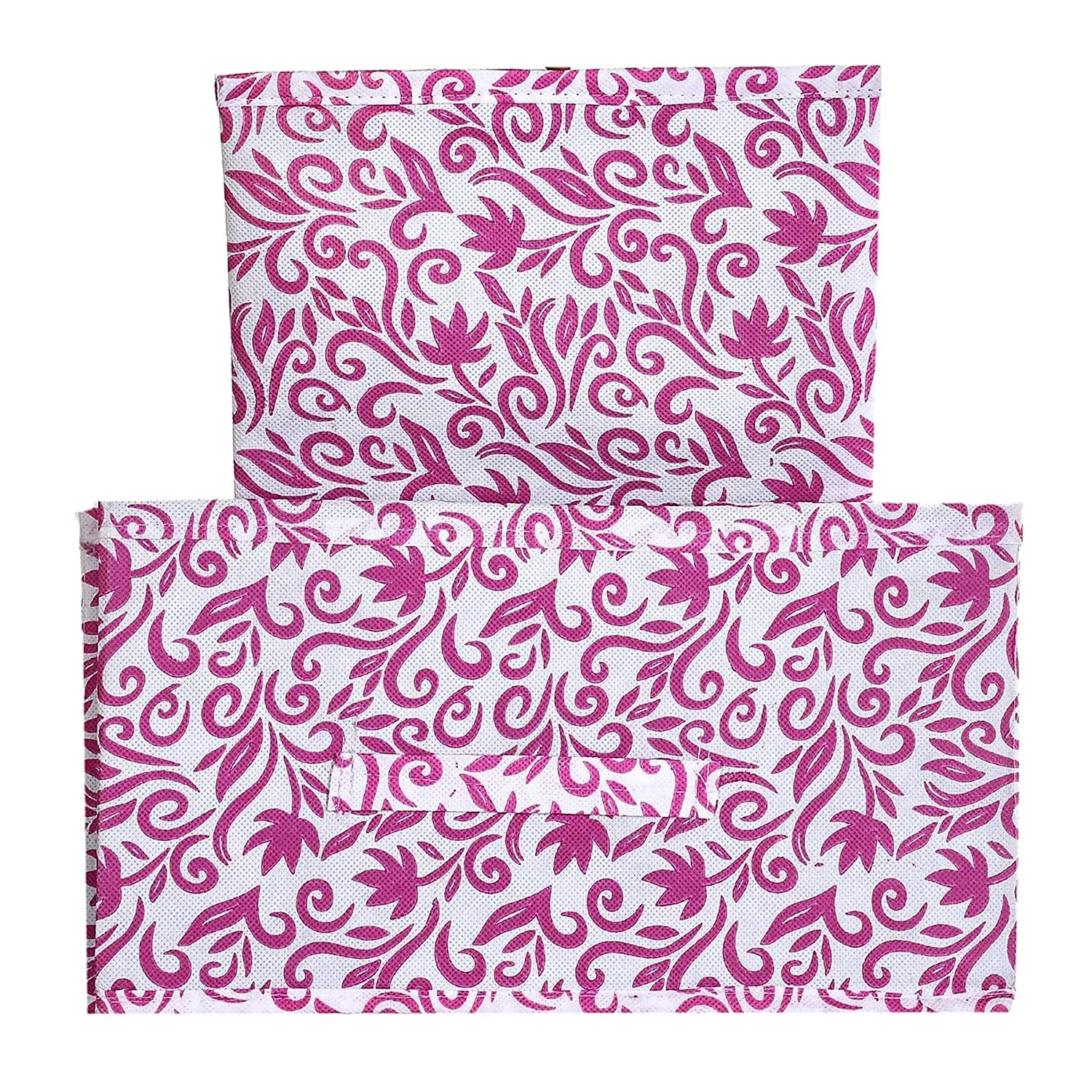 Heart Home Floral Printed Multipurposes Rectangular Flodable Storage Box, Drawer Storage and Cloth Organizer- Pack of 6 (Pink)-HS43HEARTH26309