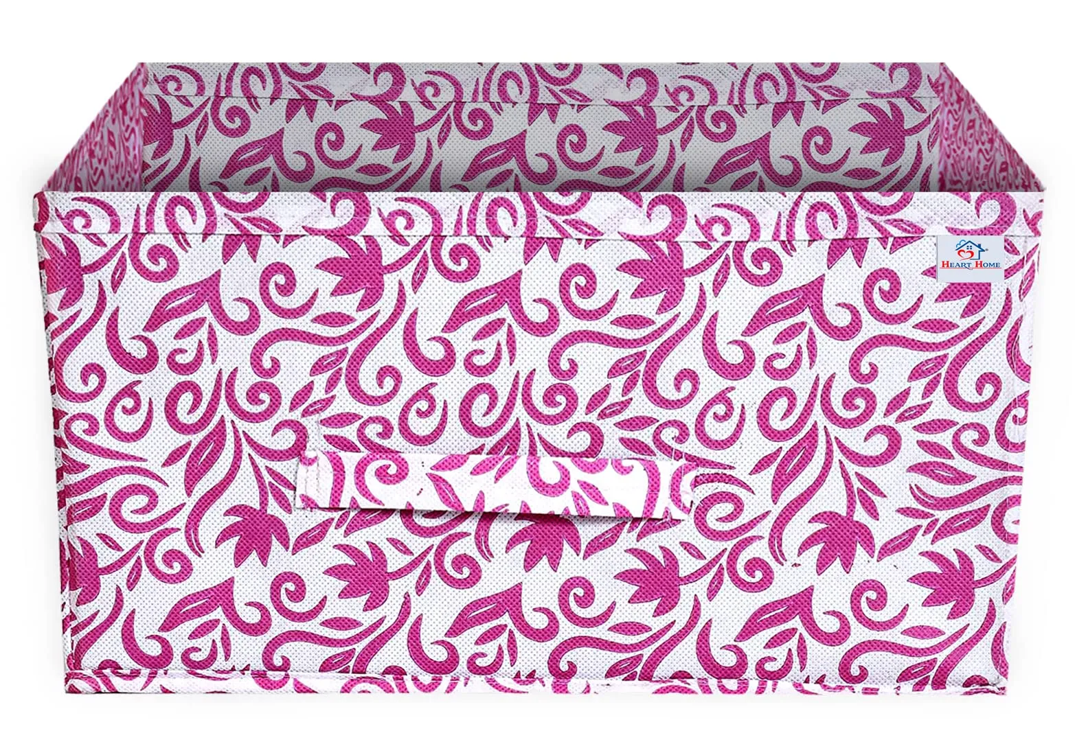 Heart Home Floral Printed Multipurposes Rectangular Flodable Storage Box, Drawer Storage and Cloth Organizer (Pink)-HS43HEARTH26301