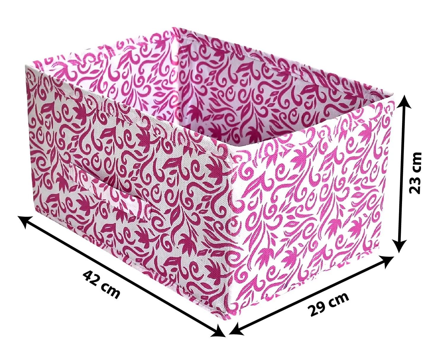 Heart Home Floral Printed Multipurposes Rectangular Flodable Storage Box, Drawer Storage and Cloth Organizer (Pink)-HS43HEARTH26301