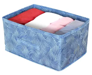 Heart Home Lahariya Printed Non-Woven Rectangular Flodable Cloth Storage Box/Drawer (Blue)-HS43HEARTH26310