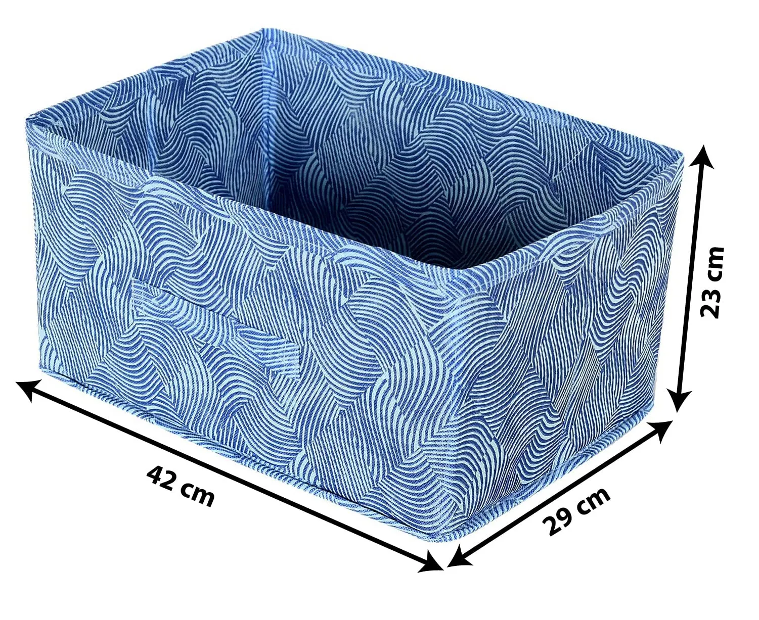 Heart Home Lahariya Printed Non-Woven Rectangular Flodable Cloth Storage Box/Drawer (Blue)-HS43HEARTH26310