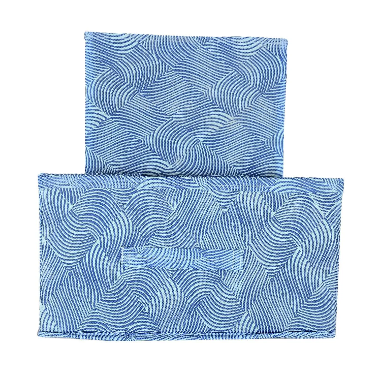 Heart Home Lahariya Printed Non-Woven Rectangular Flodable Cloth Storage Box/Drawer (Blue)-HS43HEARTH26310