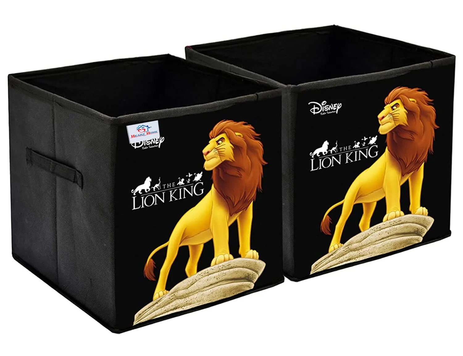 Heart Home Non-Woven Loin King Print Flodable Storage Box/Wardrobe Organizer For Home Decor, Pack of 2 (Black) 54HH4253.