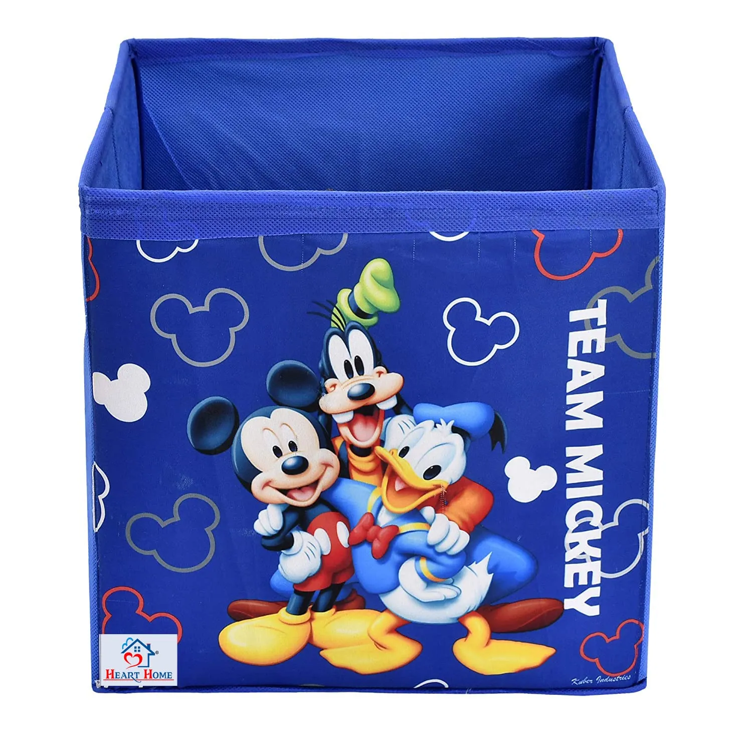 Heart Home Non-Woven Mickey & Friend Print Flodable Storage Box/Wardrobe Organizer For Home Decor (Blue) 54HH4248.