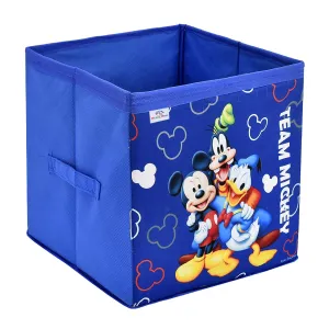 Heart Home Non-Woven Mickey & Friend Print Flodable Storage Box/Wardrobe Organizer For Home Decor (Blue) 54HH4248.