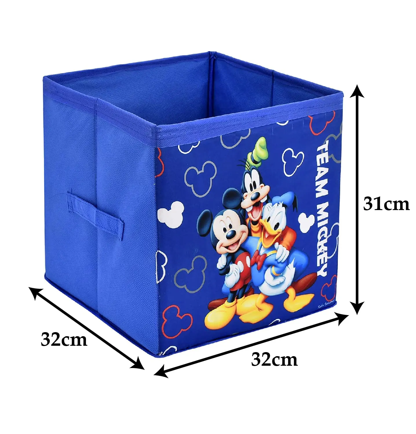 Heart Home Non-Woven Mickey & Friend Print Flodable Storage Box/Wardrobe Organizer For Home Decor (Blue) 54HH4248.