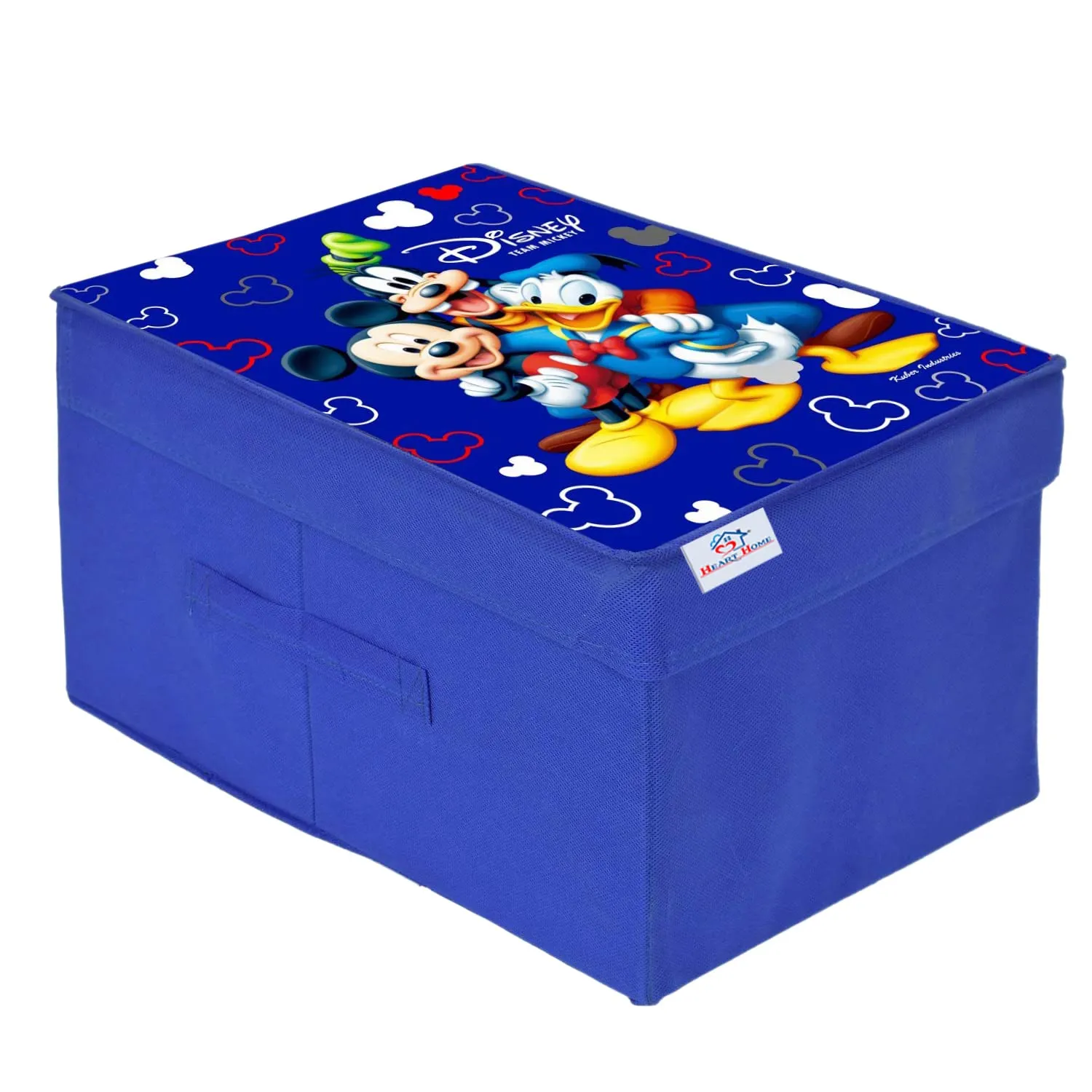 Heart Home Non-Woven Mickey & Friend Print Flodable Storage Box/Wardrobe Organizer With Lid For Home Decor (Blue) 54HH4228.