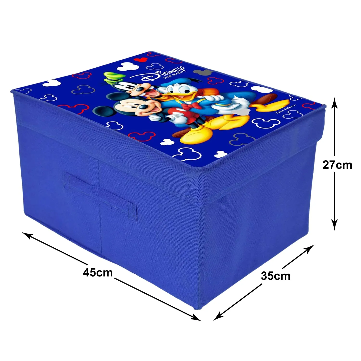 Heart Home Non-Woven Mickey & Friend Print Flodable Storage Box/Wardrobe Organizer With Lid For Home Decor (Blue) 54HH4228.