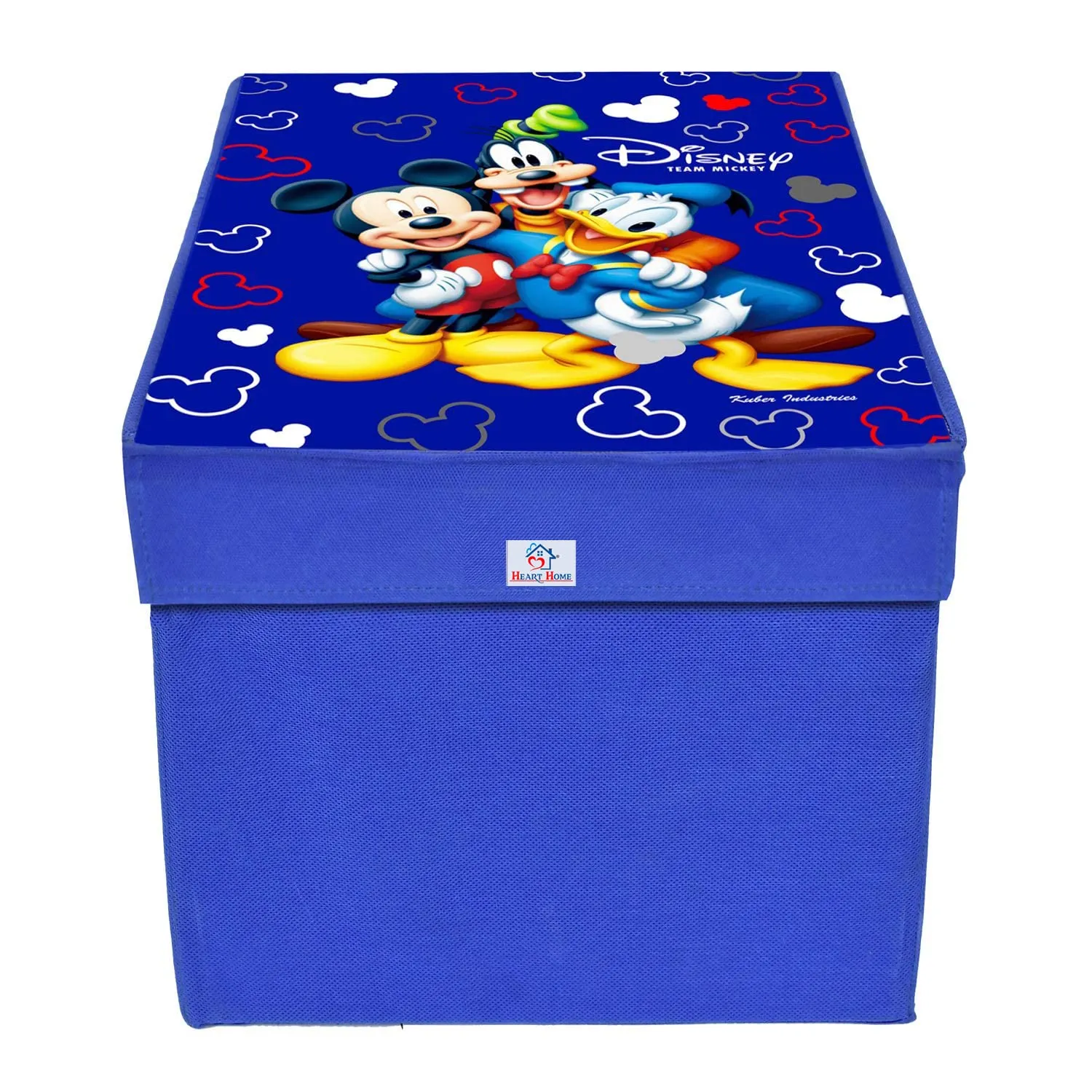 Heart Home Non-Woven Mickey & Friend Print Flodable Storage Box/Wardrobe Organizer With Lid For Home Decor (Blue) 54HH4228.