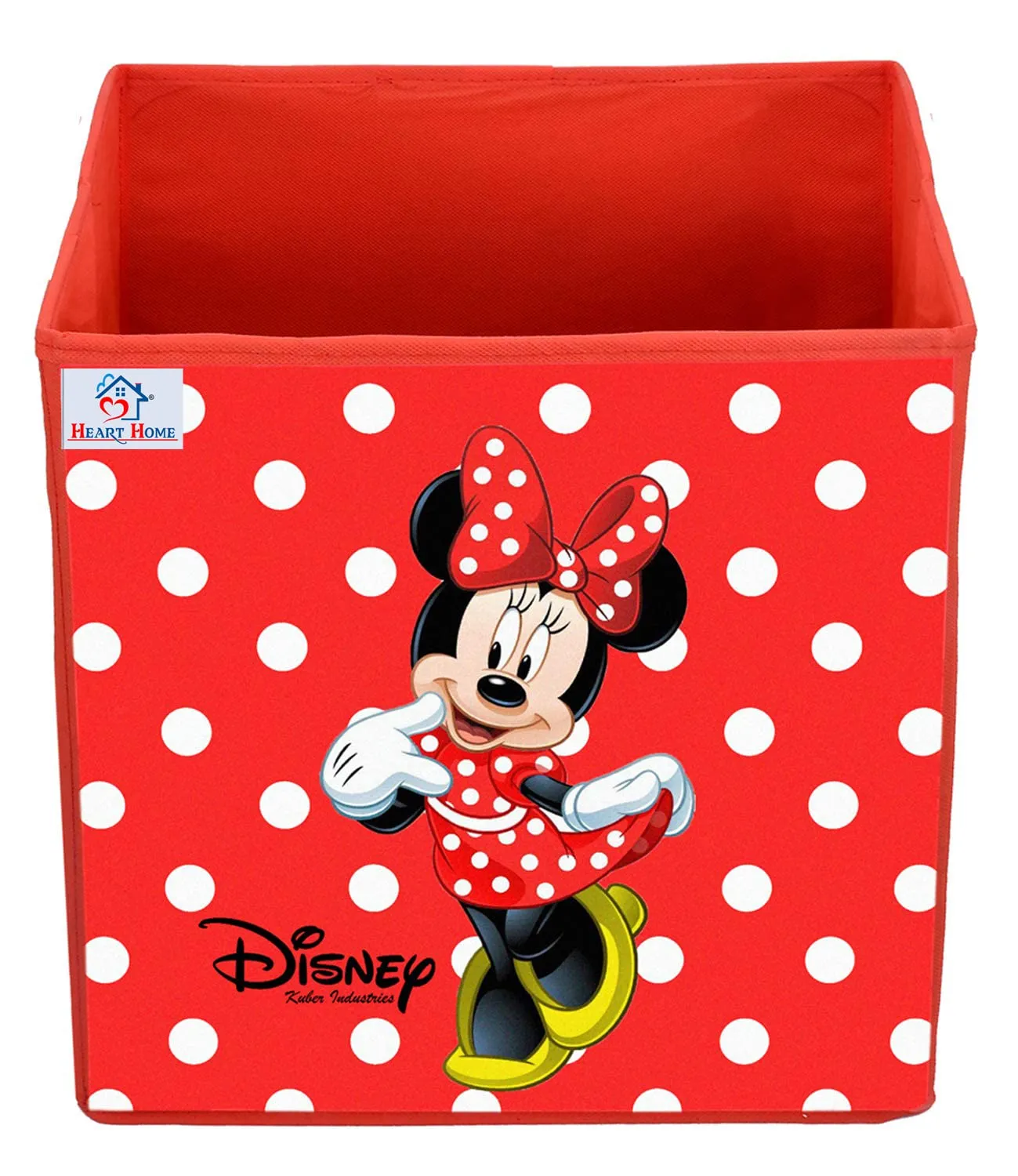 Heart Home Non-Woven Minnie Print Flodable Storage Box/Wardrobe Organizer For Home Decor (Red) 54HH4244.