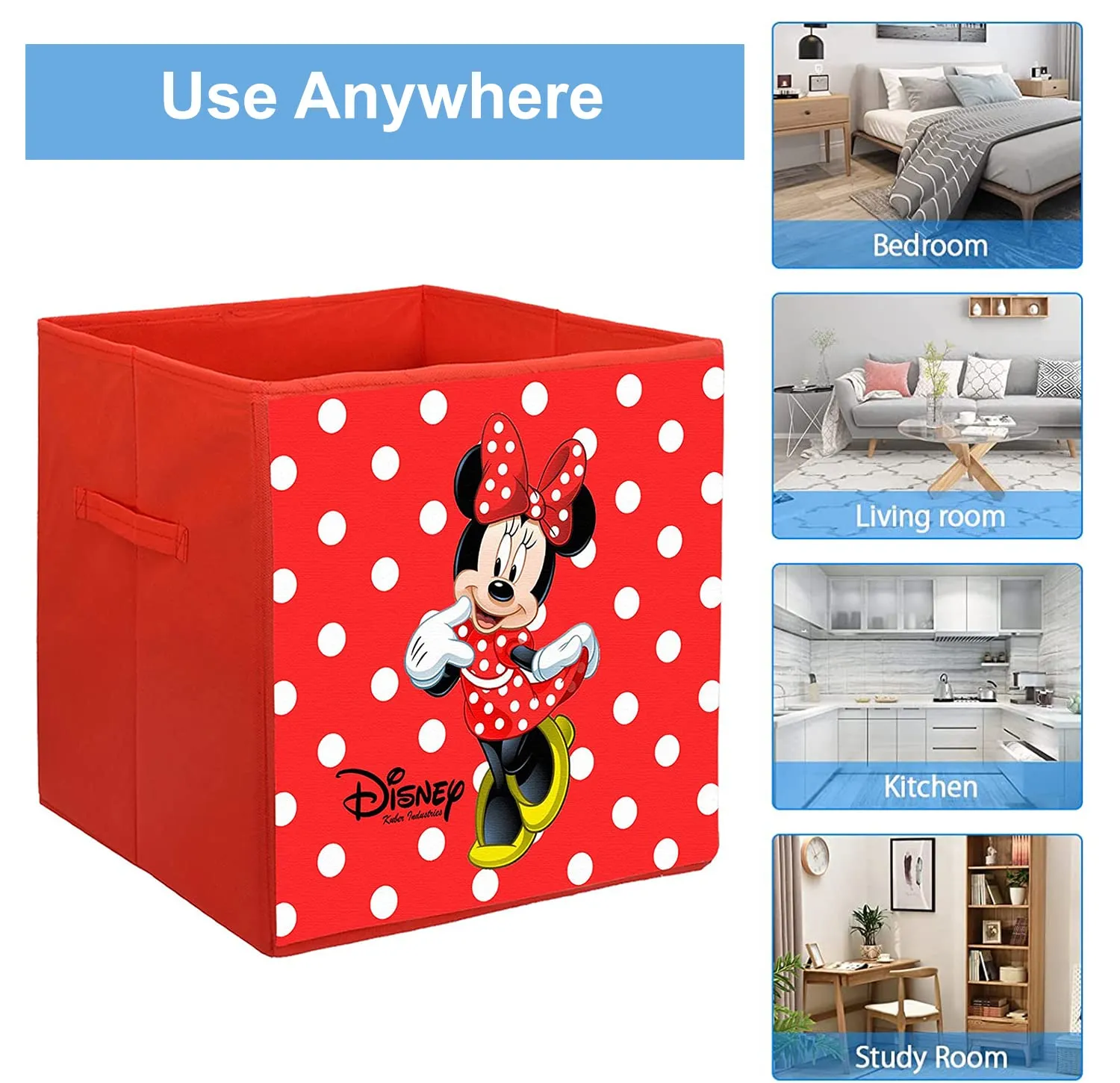 Heart Home Non-Woven Minnie Print Flodable Storage Box/Wardrobe Organizer For Home Decor (Red) 54HH4244.