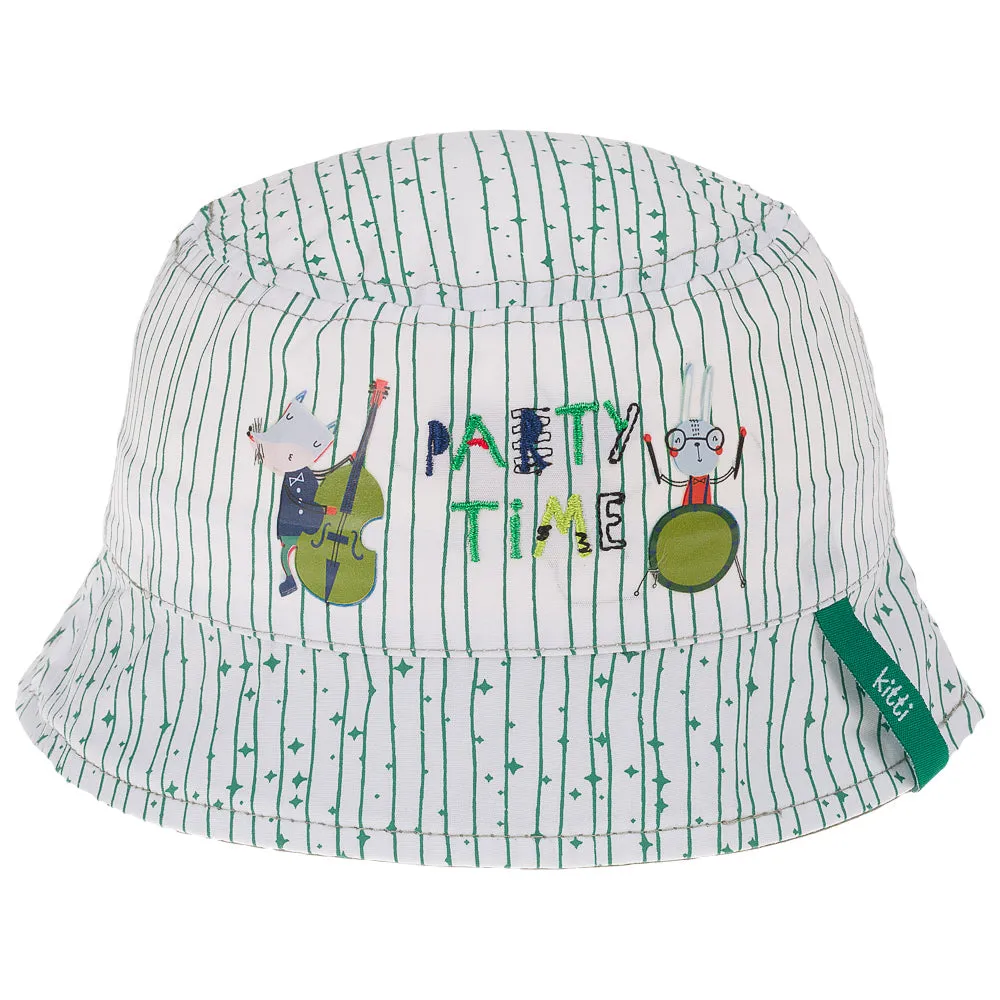 Infant Bucket Hat, Party Time Animal Band Cotton Embroidered Hat