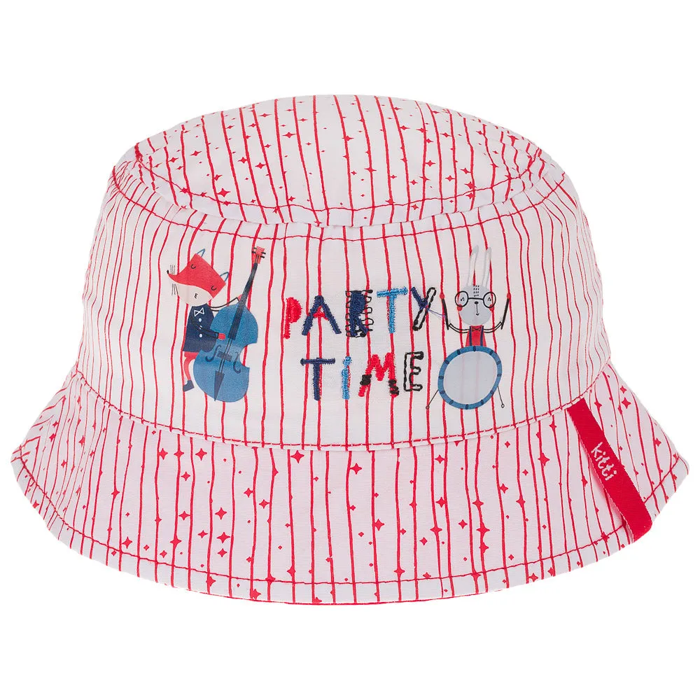 Infant Bucket Hat, Party Time Animal Band Cotton Embroidered Hat