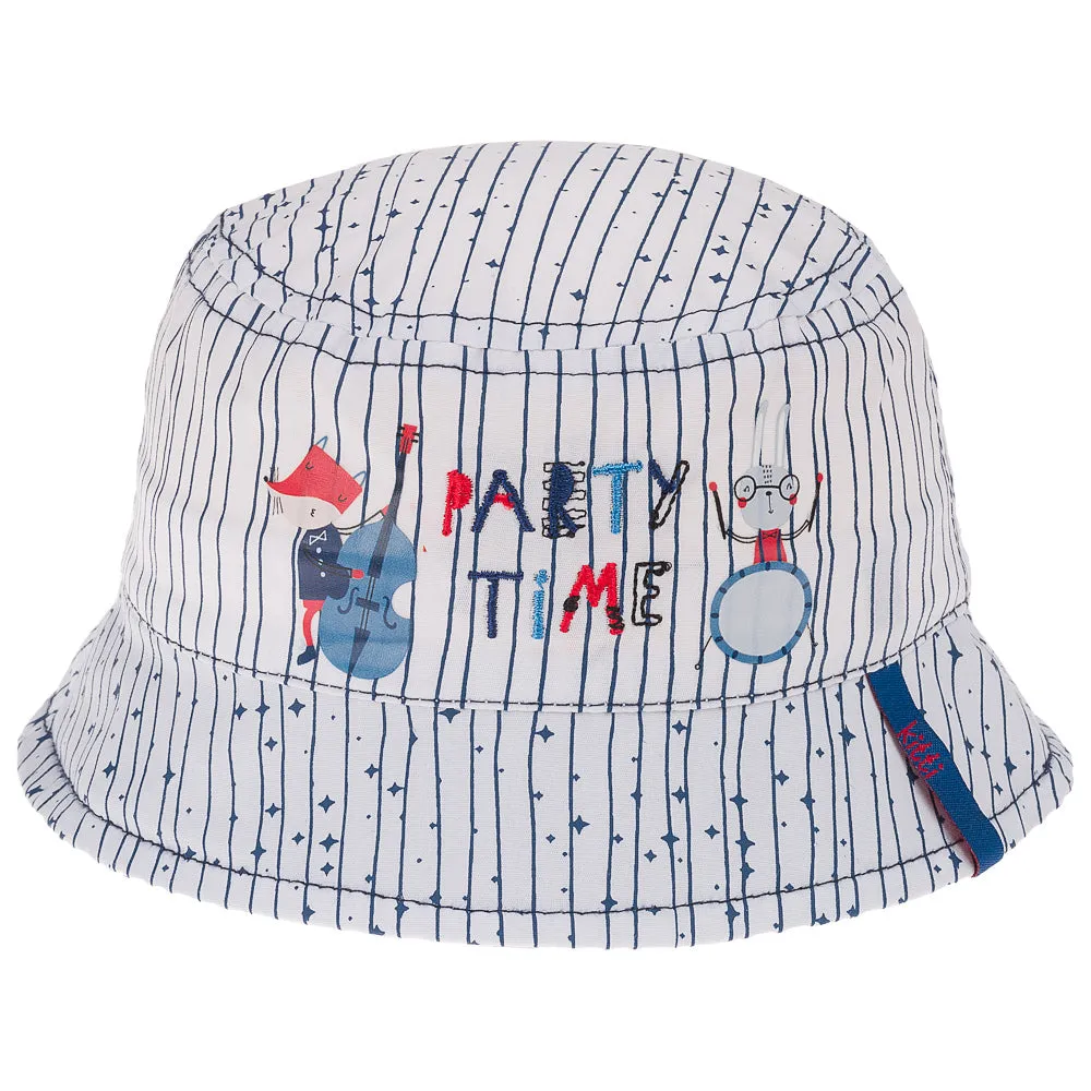 Infant Bucket Hat, Party Time Animal Band Cotton Embroidered Hat