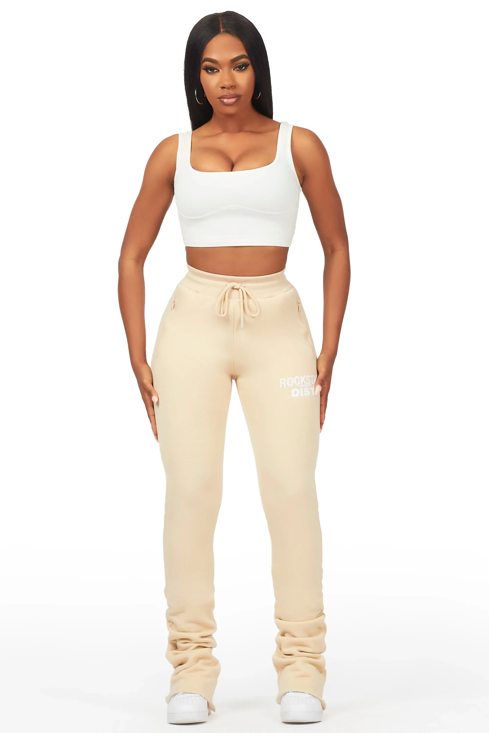 Juliana Beige Super Stacked Track Pant