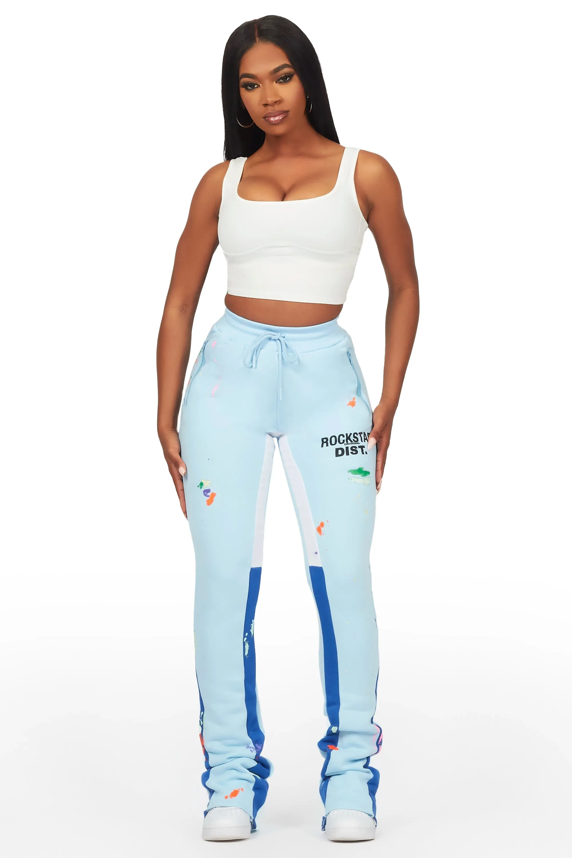 Karenthia Blue Stacked Track Pant