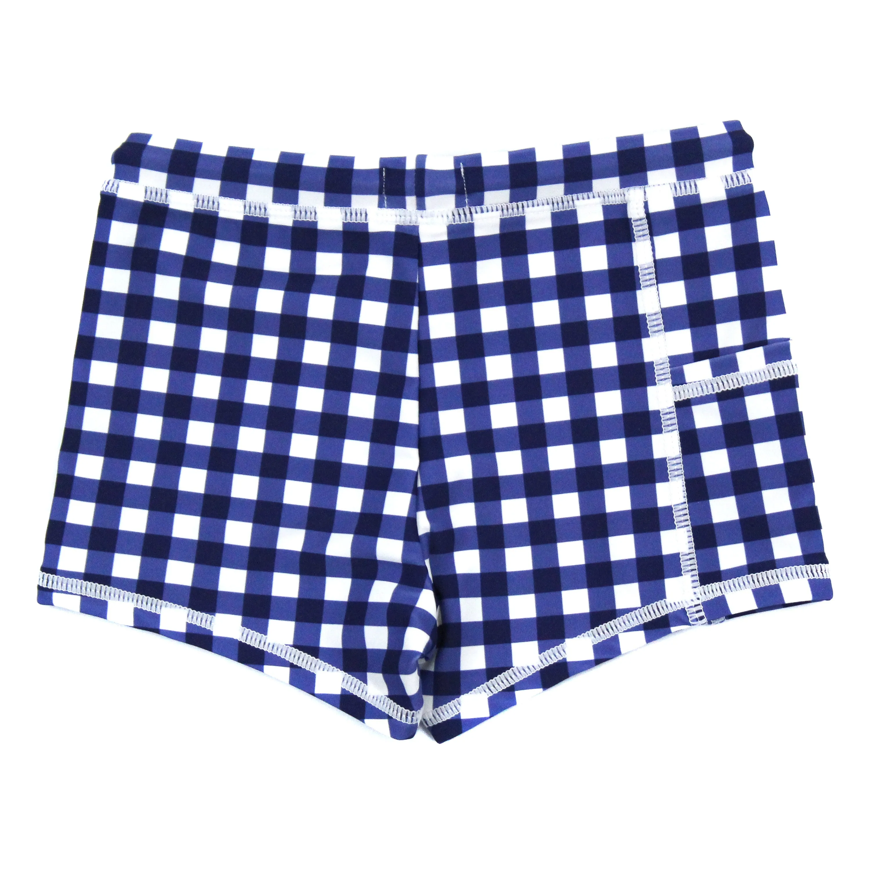 Kids Euro Swim Shorties | "Navy Gingham"