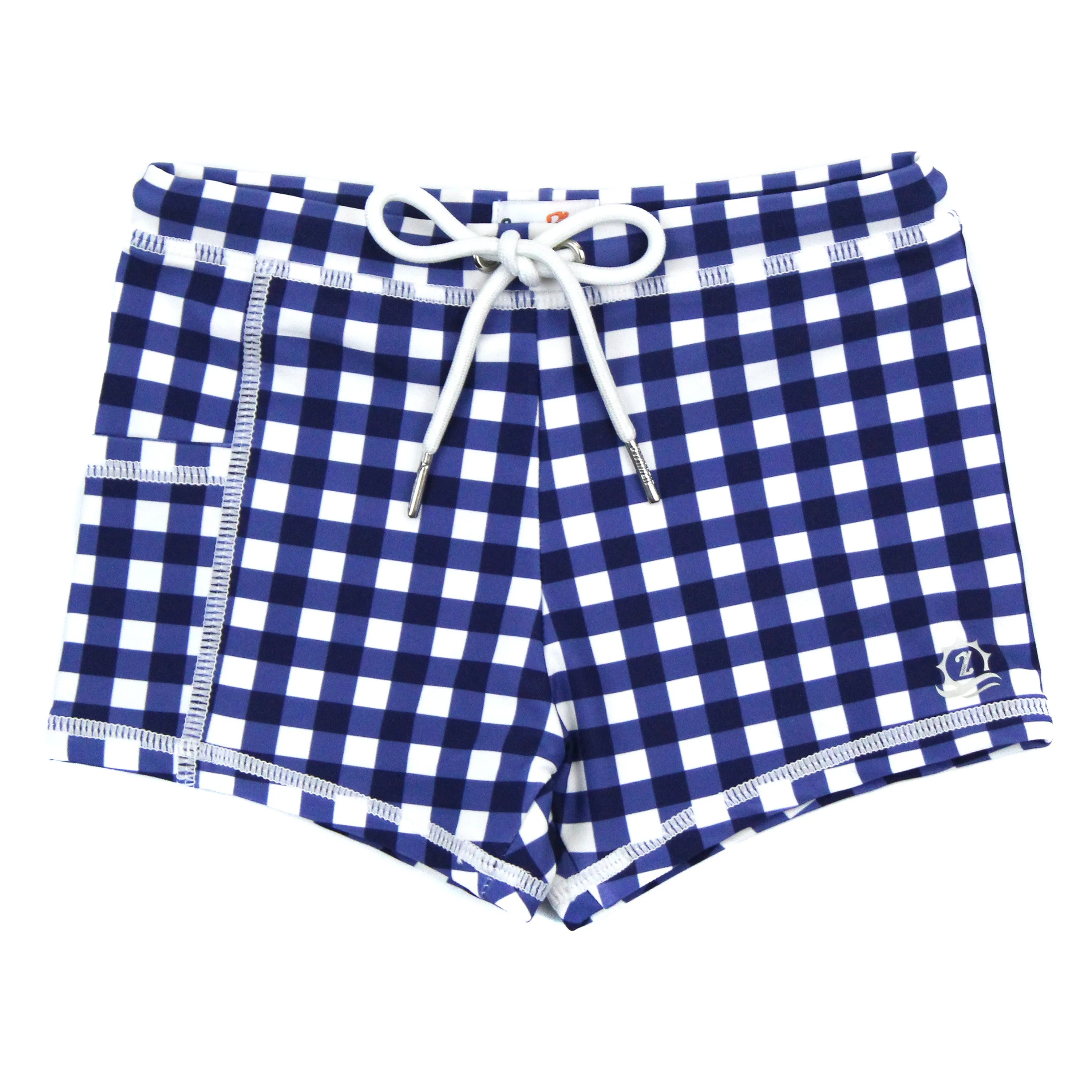 Kids Euro Swim Shorties | "Navy Gingham"