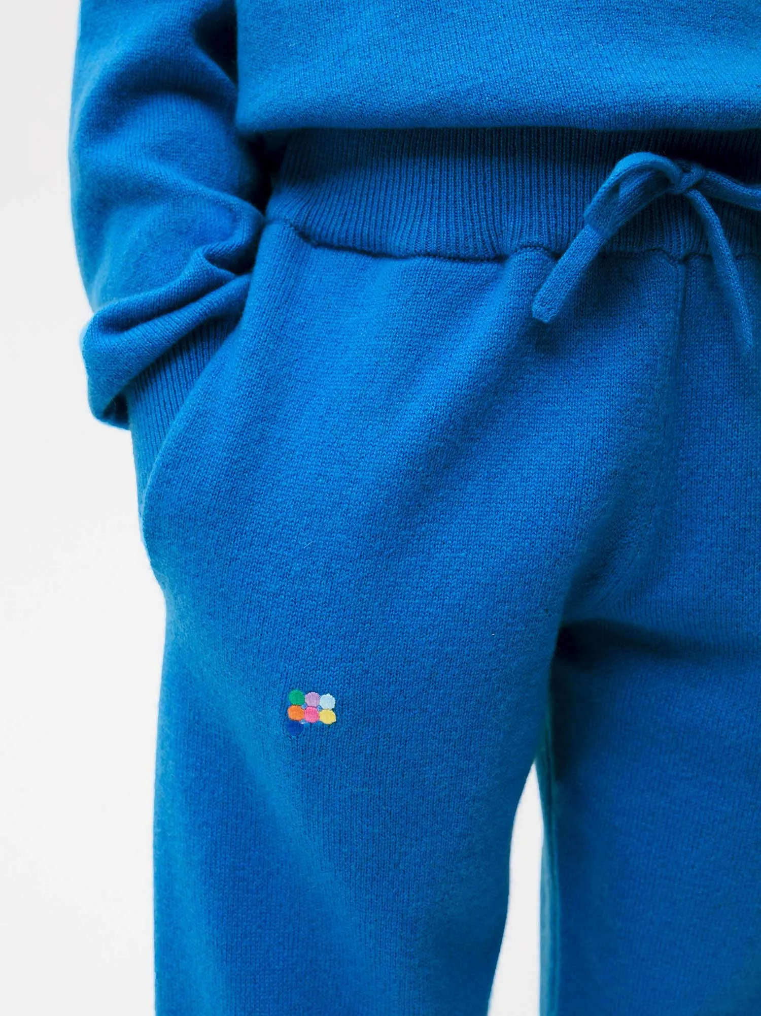 Kids' Recycled Cashmere Track Pants—cerulean blue