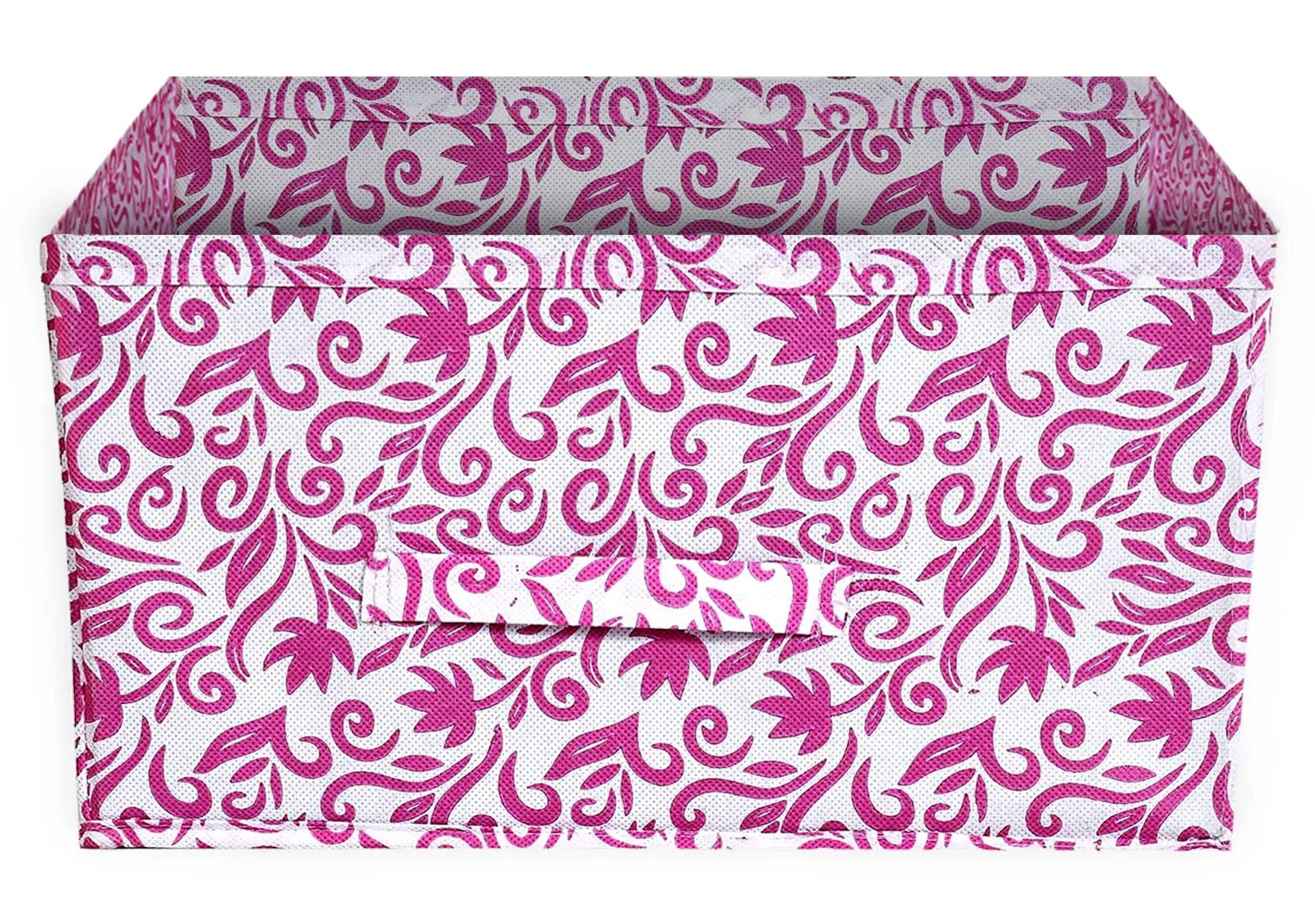 Kuber Industries Floral Printed Multipurposes Rectangular Flodable Storage Box, Drawer Storage and Cloth Organizer (Pink)-HS43KUBMART26301