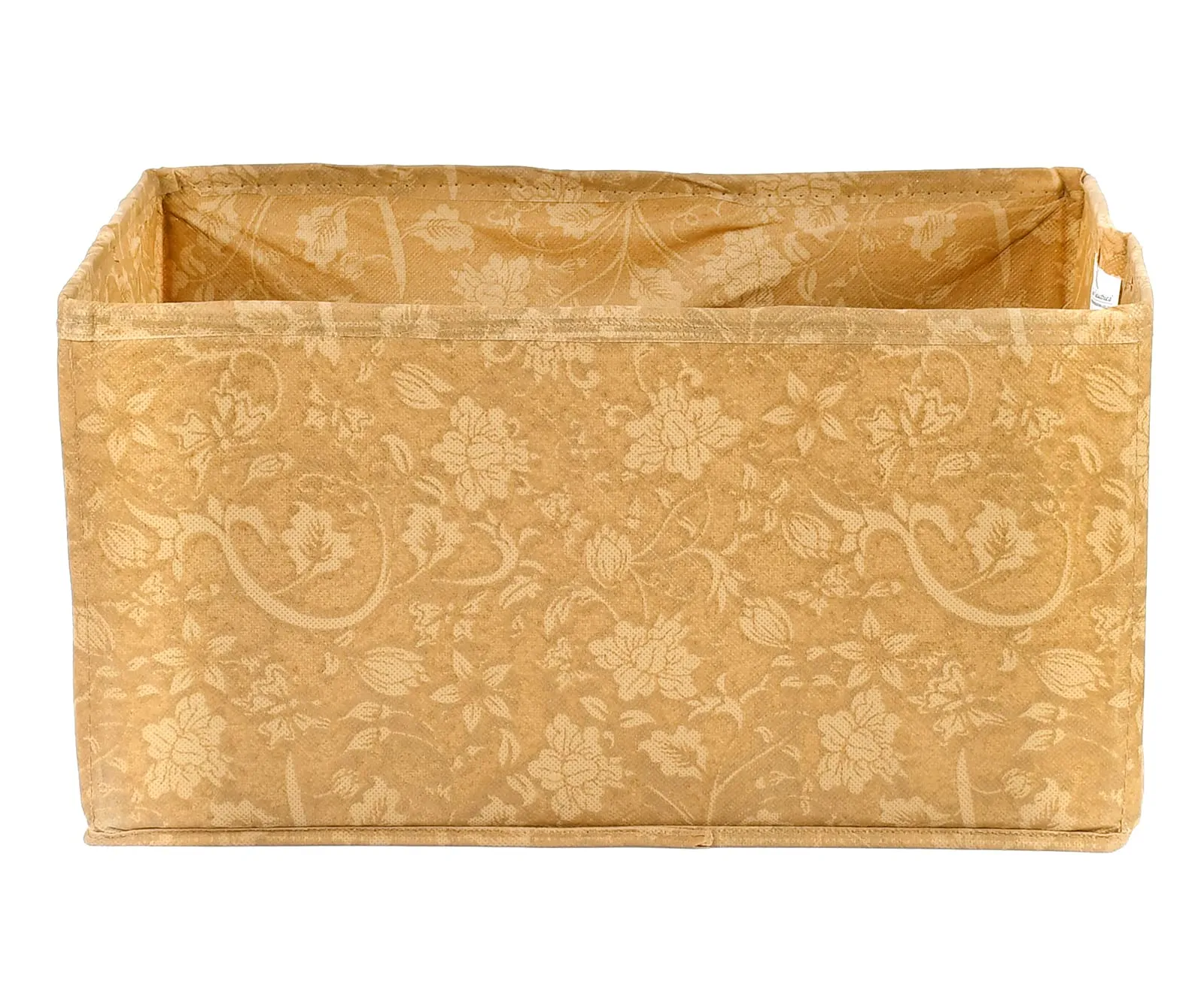 Kuber Industries Metallic Flower Printed Rectangular Flodable Storage Box|Drawer Storage and Cloth Organizer|Storage Box For Toys|Storage Box Gor Clothes (Brown)-HS43KUBMART2632042 x 29 x 23 CM