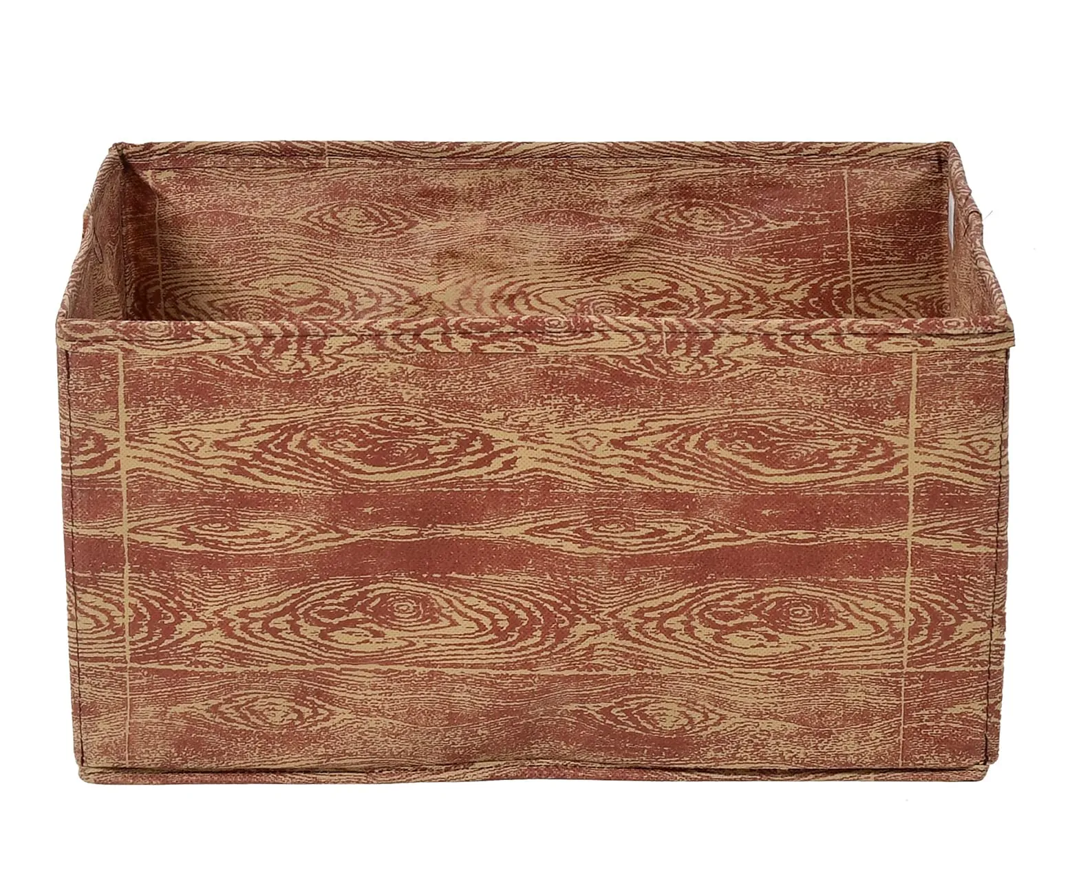 Kuber Industries Wooden Design Multipurposes Rectangular Flodable Storage Box, Drawer Storage and Cloth Organizer- Pack of 3 (Maroon Brown)-44KM0592