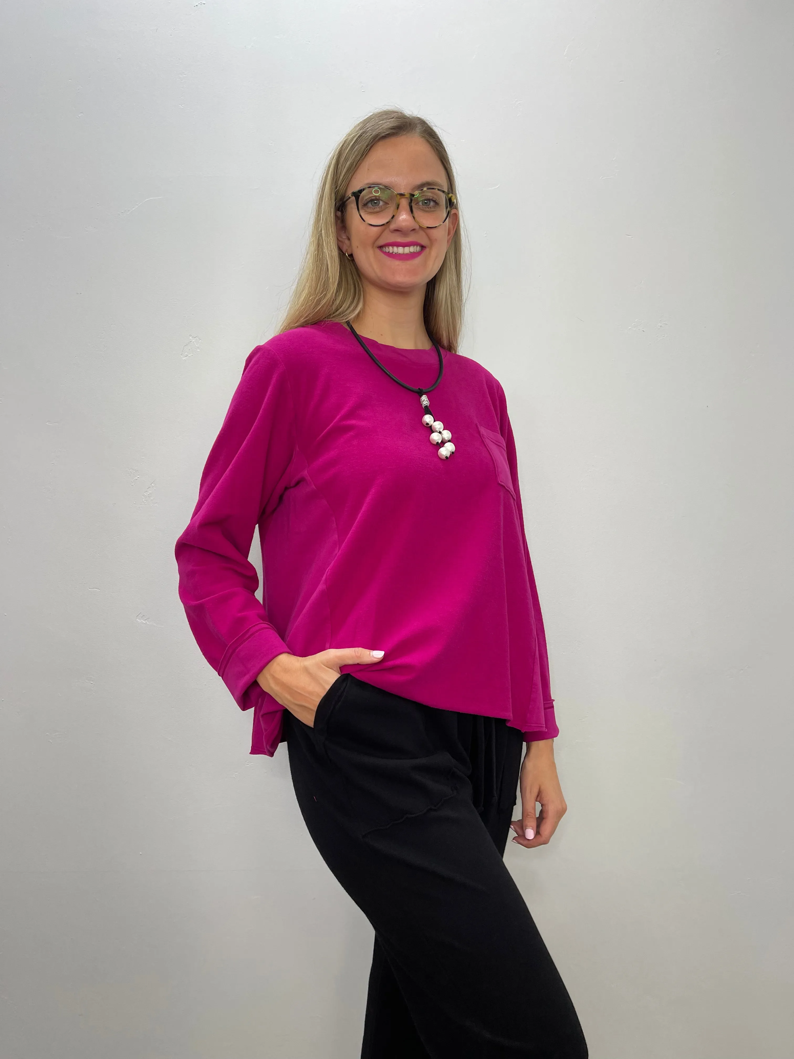 Magenta Fleece Long Sleeve Top