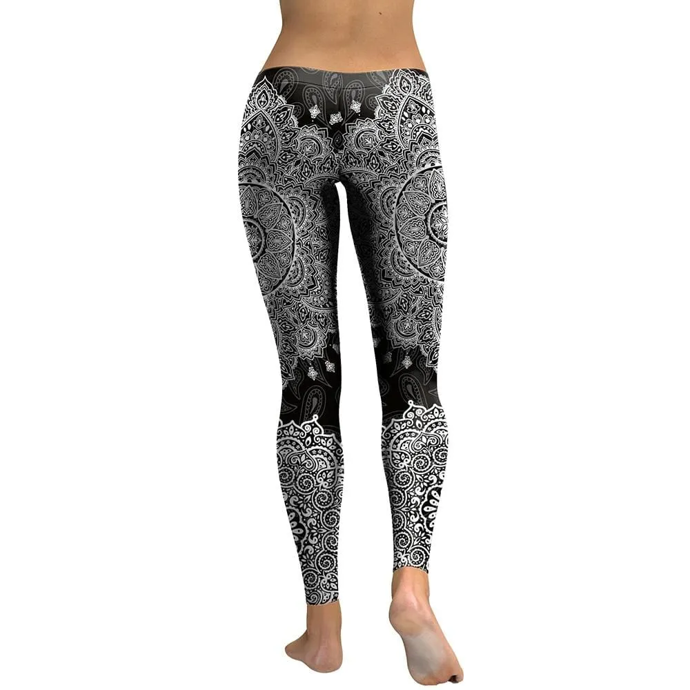 Mandala Print Mid-Waist Leggings