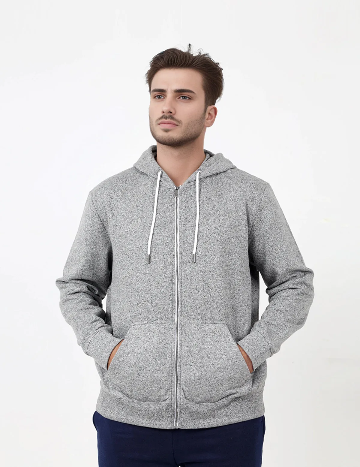 Men's Plain Fleece Zipper Hoodie