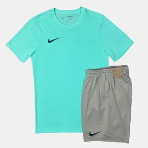 Nike Dri-Fit Tshirt / Shorts Set - Hyper Turquoise / Grey